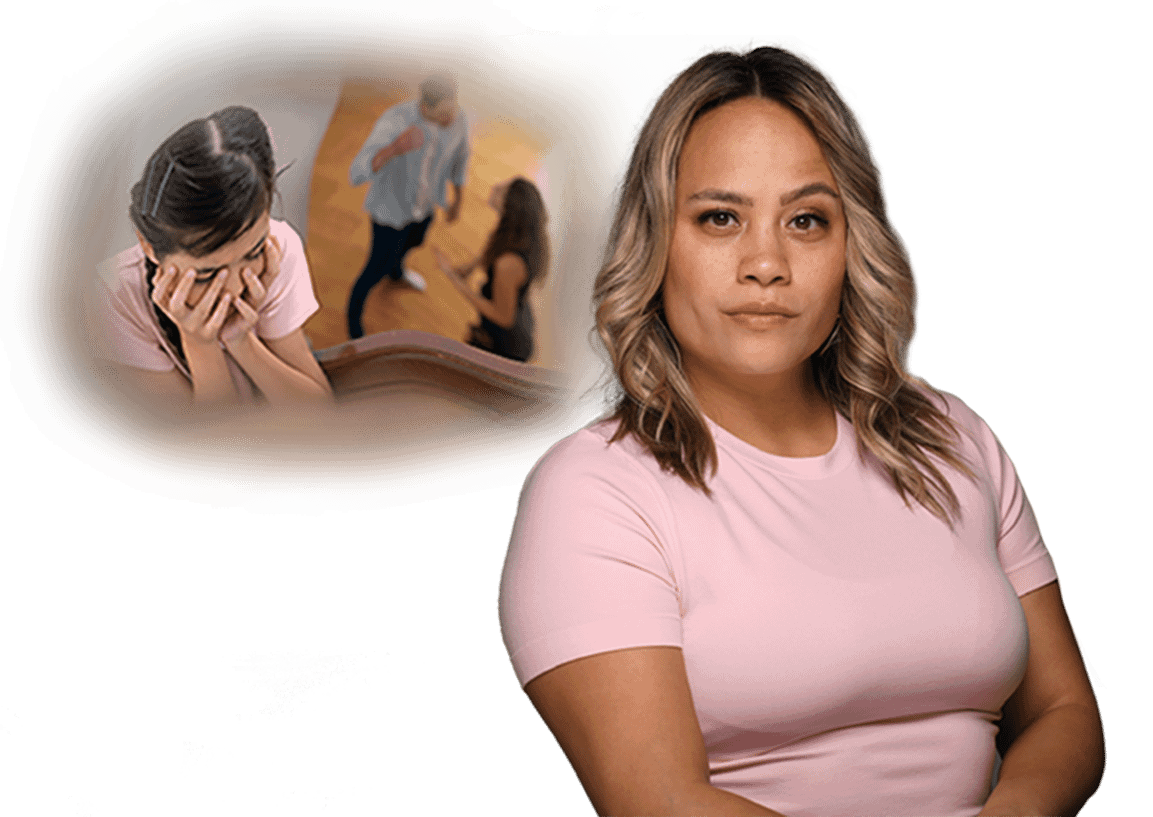 CDV-ChildDomesticViolenceBanner A woman stands proudly next having recovered from Childhood Domestic Violence
