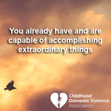 A sunset sky with these words written: You already have and are capable of accomplishing extraordinary things.
