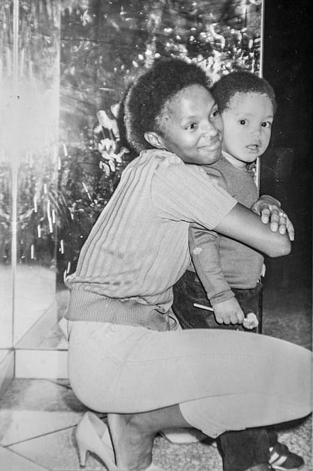 Trevor Noah and His Mother when he was a child experiencing domestic violence