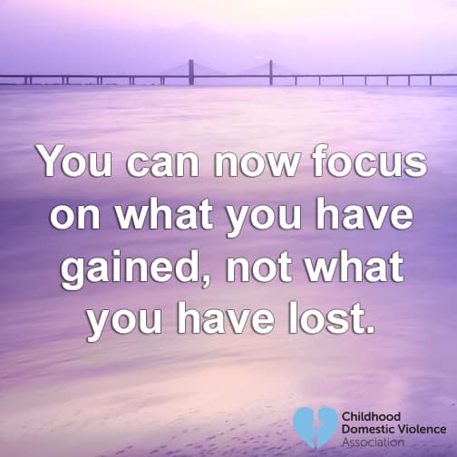 Words are written over a purple sea: You can now focus on what you have gained, not what you have lost